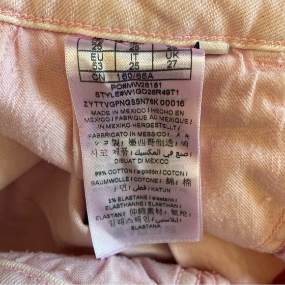 GUESS PASTEL DREAM HIGH RISE PINK RAW FRAYED HEM DENIM JEAN MOM SHORTS - Picture 13 of 14